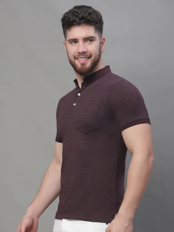 Men_All_Over_Printed_Wine_Henley_Neck_Cotton_T-Shirt_With_Pocket