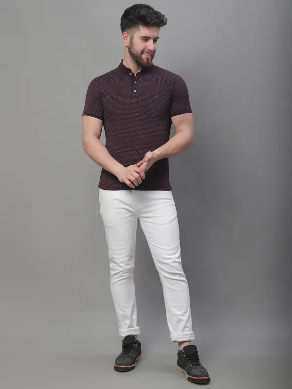Men_All_Over_Printed_Wine_Henley_Neck_Cotton_T-Shirt_With_Pocket