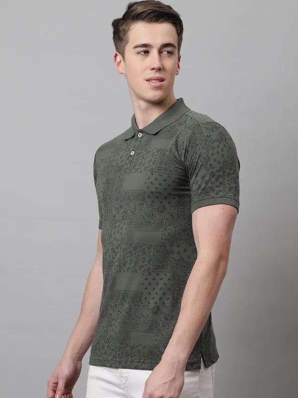 Men_All_Over_Printed_Polo_Neck_Olive_Cotton_T-Shirt