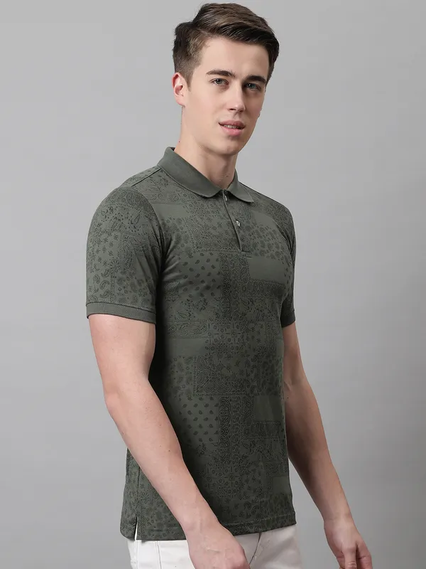 Men_All_Over_Printed_Polo_Neck_Olive_Cotton_T-Shirt