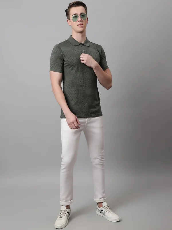 Men_All_Over_Printed_Polo_Neck_Olive_Cotton_T-Shirt