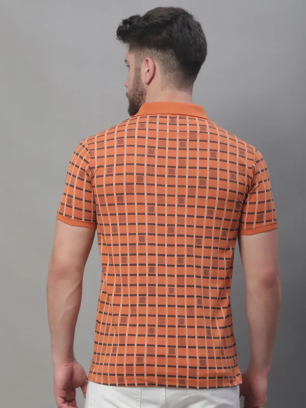Men_All_Over_Printed_Polo_Neck_Orange_T-Shirt_With_Pocket