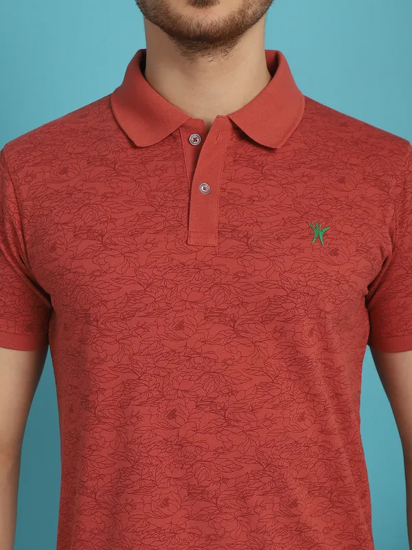 Venitian_Men__Pique_Matty_Cotton_Polo_Neck_Brick_Colour_All_Over_Printed_T-Shirt