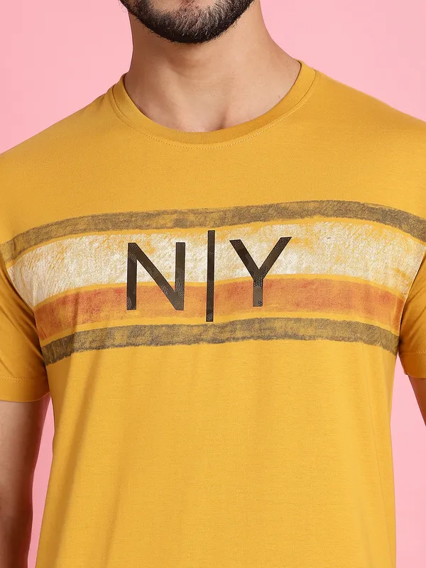 Venitian_Men_Printed_Round_Neck_Yellow_Cotton_T-Shirt