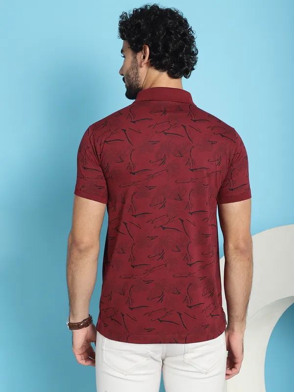 Venitian_Men_All_Over_Printed_Maroon_Cotton_Polo_Neck_T-Shirt