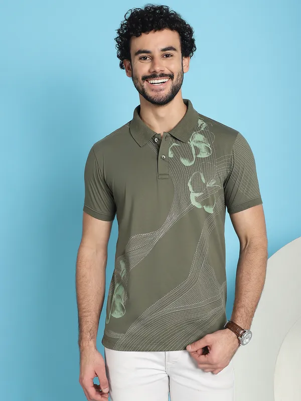 Venitian_Men_All_Over_Printed_Olive_Cotton_Polo_Neck_T-Shirt