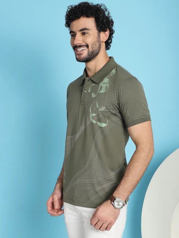 Venitian_Men_All_Over_Printed_Olive_Cotton_Polo_Neck_T-Shirt