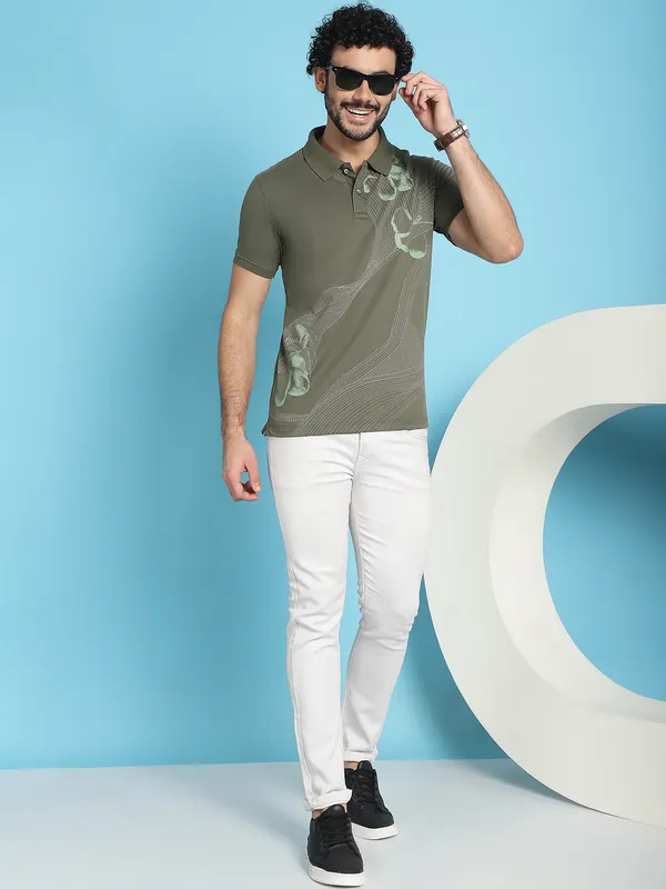 Venitian_Men_All_Over_Printed_Olive_Cotton_Polo_Neck_T-Shirt