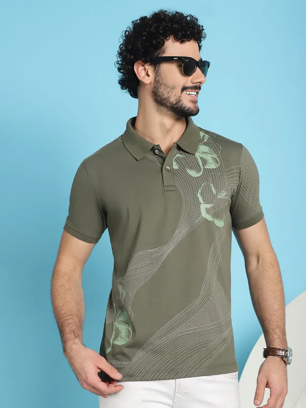 Venitian_Men_All_Over_Printed_Olive_Cotton_Polo_Neck_T-Shirt