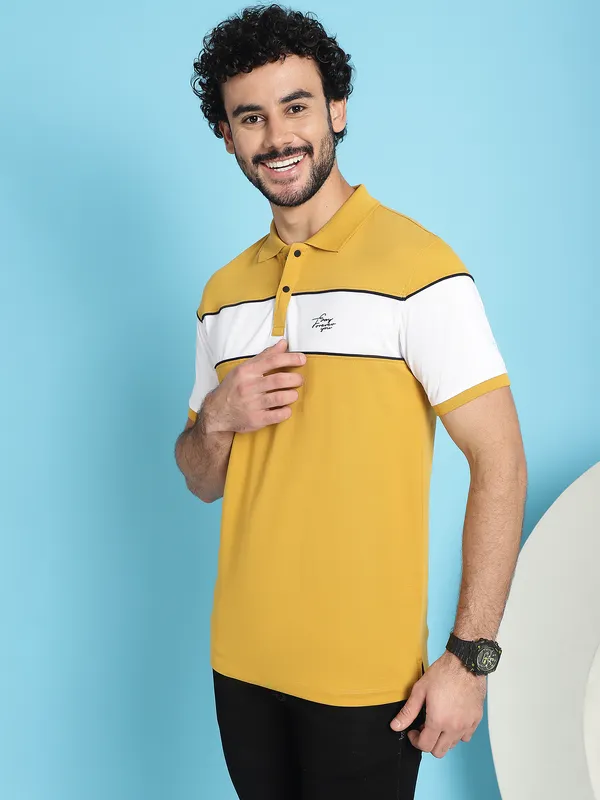 Venitian_Men_Printed_Polo_Neck_Cut_And_Sew_Cotton_Mustard_T-Shirt