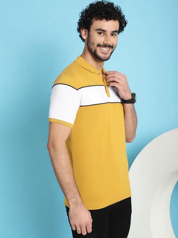 Venitian_Men_Printed_Polo_Neck_Cut_And_Sew_Cotton_Mustard_T-Shirt