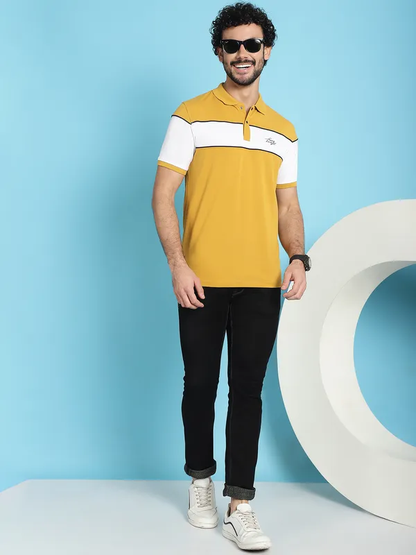 Venitian_Men_Printed_Polo_Neck_Cut_And_Sew_Cotton_Mustard_T-Shirt