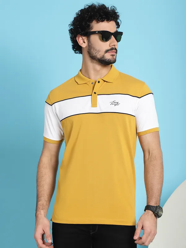 Venitian_Men_Printed_Polo_Neck_Cut_And_Sew_Cotton_Mustard_T-Shirt