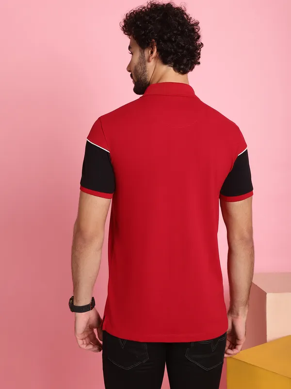Venitian_Men_Printed_Polo_Neck_Cut_And_Sew_Cotton_Red_T-Shirt