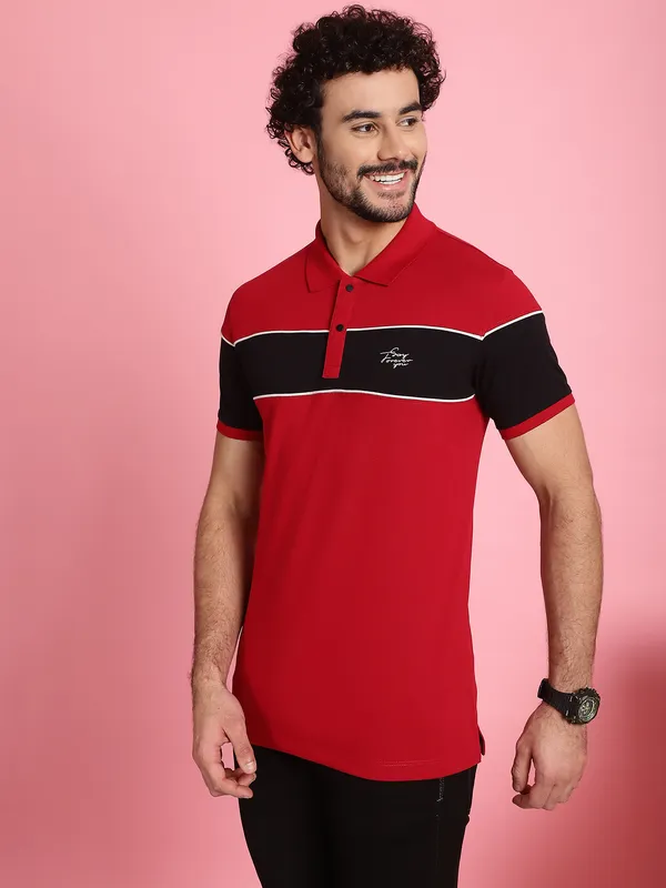 Venitian_Men_Printed_Polo_Neck_Cut_And_Sew_Cotton_Red_T-Shirt