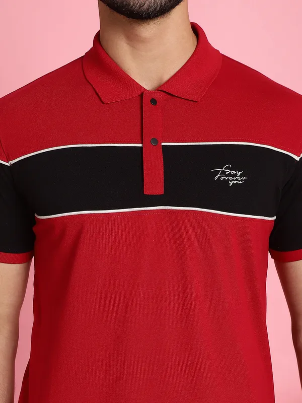 Venitian_Men_Printed_Polo_Neck_Cut_And_Sew_Cotton_Red_T-Shirt