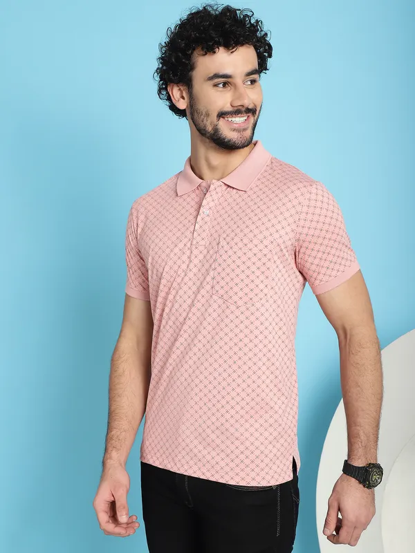 Venitian_Men_All_Over_Printed_Polo_Neck_Pink_Cotton_T-Shirt_With_Pocket