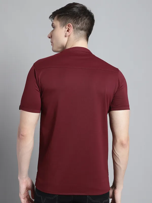 Men_Solid_Kurta_Style_Men_Wine_T-Shirt