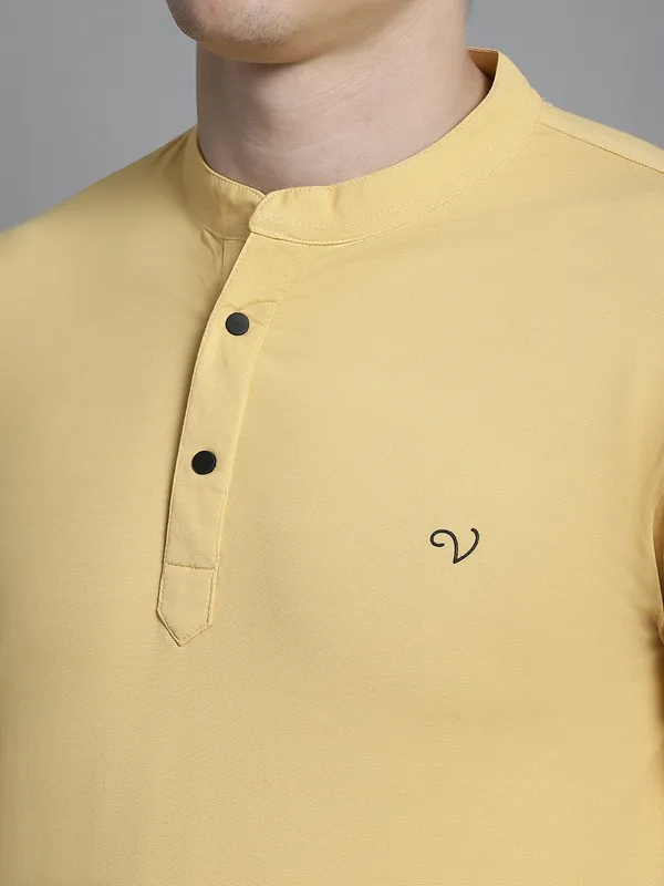 Men_Solid_Kurta_Style_Men_Yellow_T-Shirt