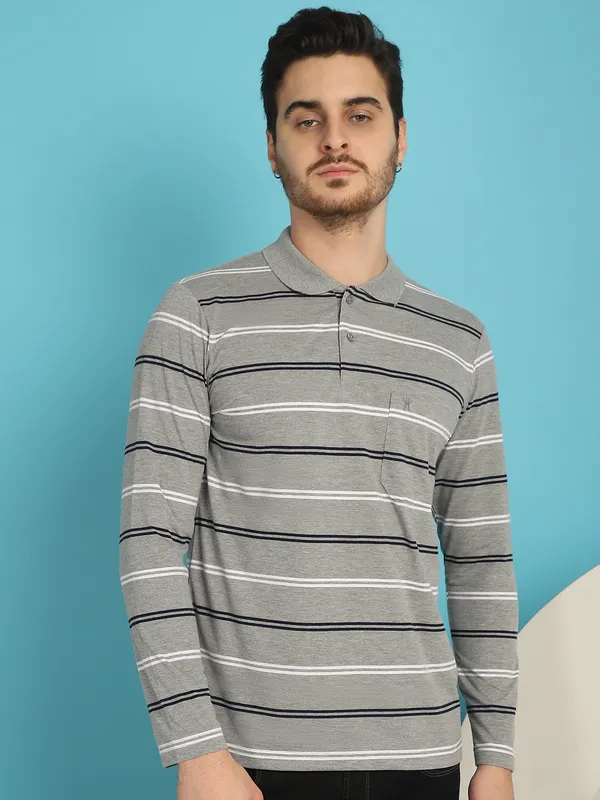 Venitian_Men_Striped_Polo_Neck_Full_Sleeves_Ecru_T-Shirt_With_Pocket
