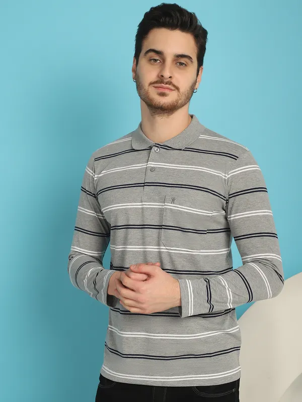 Venitian_Men_Striped_Polo_Neck_Full_Sleeves_Ecru_T-Shirt_With_Pocket