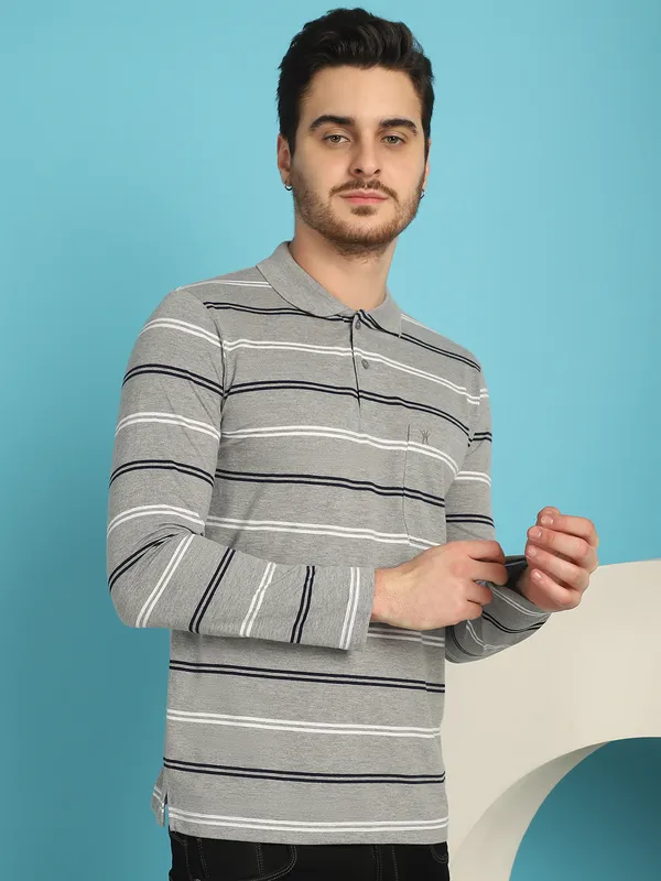 Venitian_Men_Striped_Polo_Neck_Full_Sleeves_Ecru_T-Shirt_With_Pocket