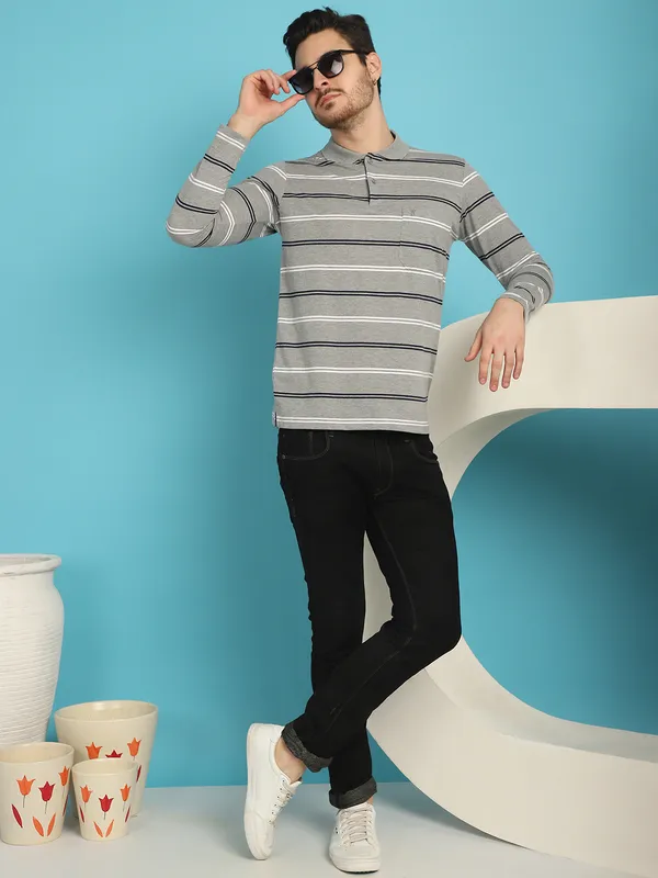 Venitian_Men_Striped_Polo_Neck_Full_Sleeves_Ecru_T-Shirt_With_Pocket
