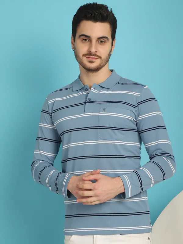 Venitian_Men_Striped_Polo_Neck_Full_Sleeves_Blue_T-Shirt_With_Pocket