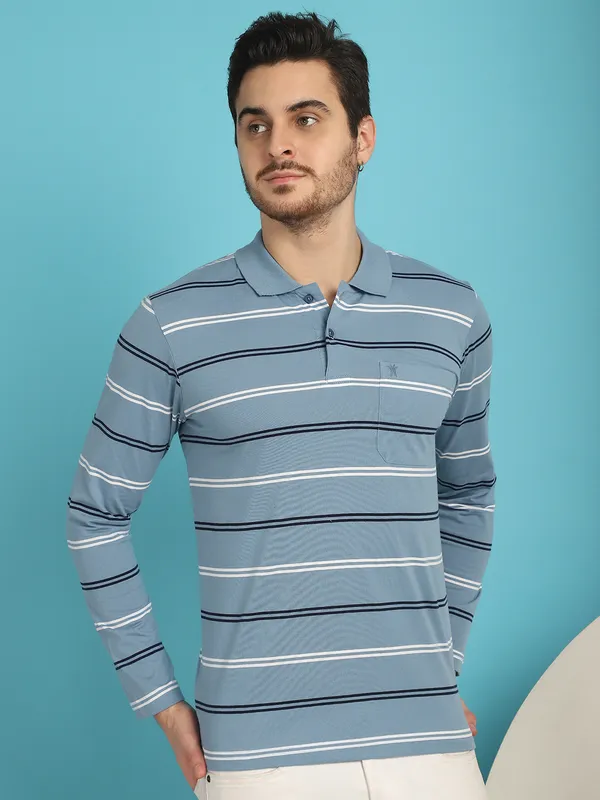 Venitian_Men_Striped_Polo_Neck_Full_Sleeves_Blue_T-Shirt_With_Pocket