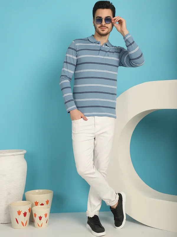 Venitian_Men_Striped_Polo_Neck_Full_Sleeves_Blue_T-Shirt_With_Pocket