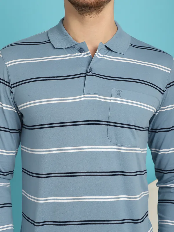 Venitian_Men_Striped_Polo_Neck_Full_Sleeves_Blue_T-Shirt_With_Pocket