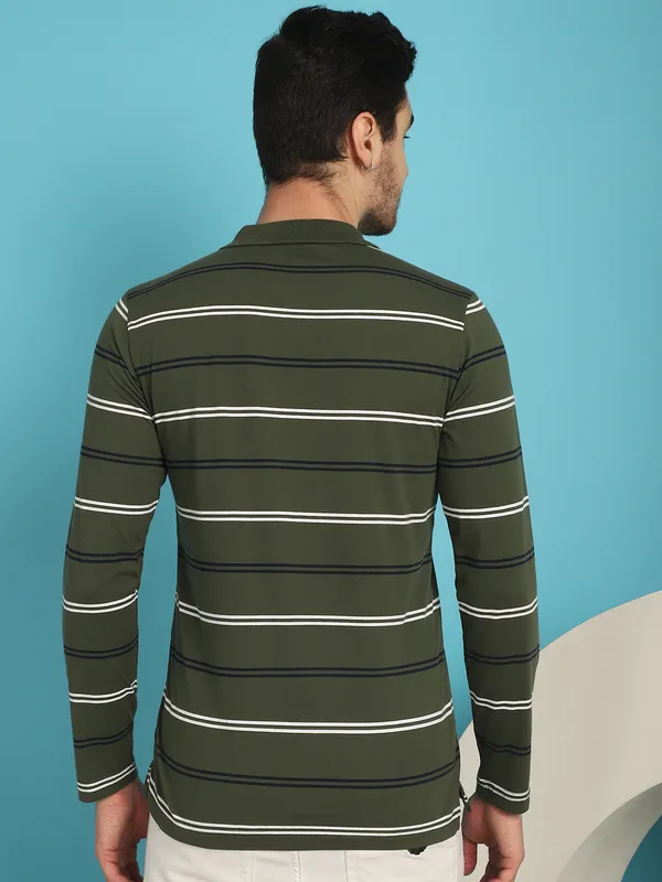 Venitian_Men_Striped_Polo_Neck_Full_Sleeves_Olive_T-Shirt_Wih_Pocket