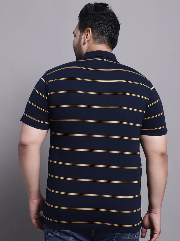 Men_Plus_Size_Striped_Polo_Neck_Cotton_Navy_T-Shirt_With_Pocket