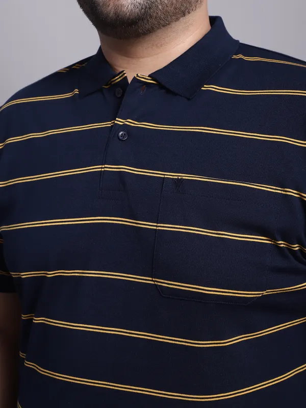 Men_Plus_Size_Striped_Polo_Neck_Cotton_Navy_T-Shirt_With_Pocket
