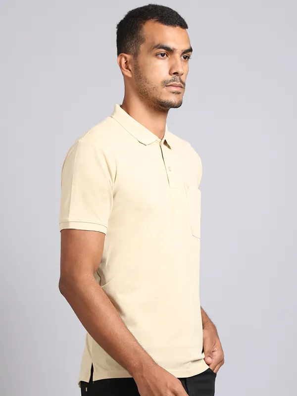 Men_Solid_Cotton_Polo_Neck_Beige_T-Shirt_With_Pocket