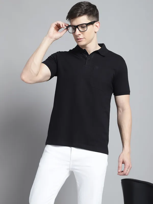 Men_Solid_Polo_Neck_Black_T-Shirt_With_Pocket