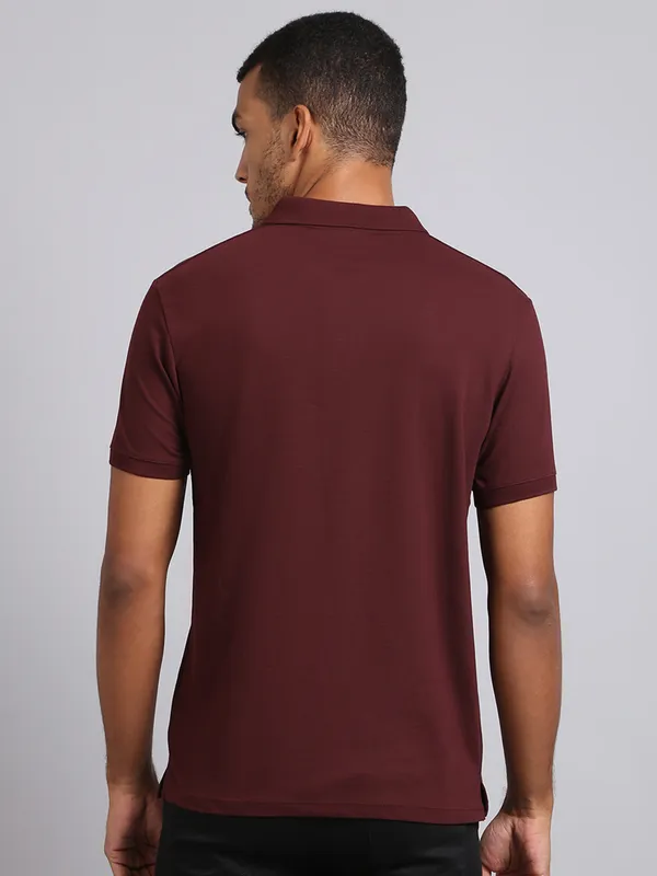 Men_Solid_Cotton_Polo_Neck_Burgundy_T-Shirt_With_Pocket