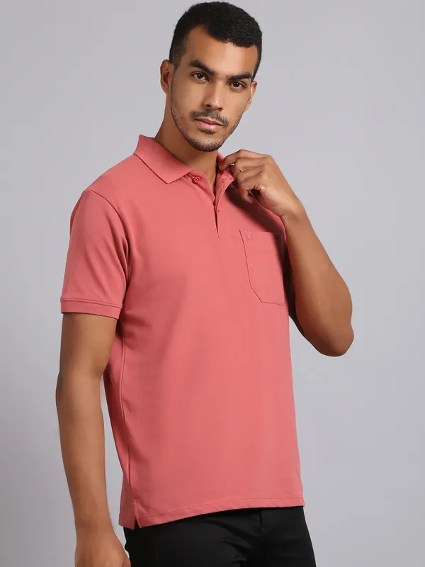 Men_Solid_Cotton_Polo_Neck_Brick_T-Shirt_With_Pocket