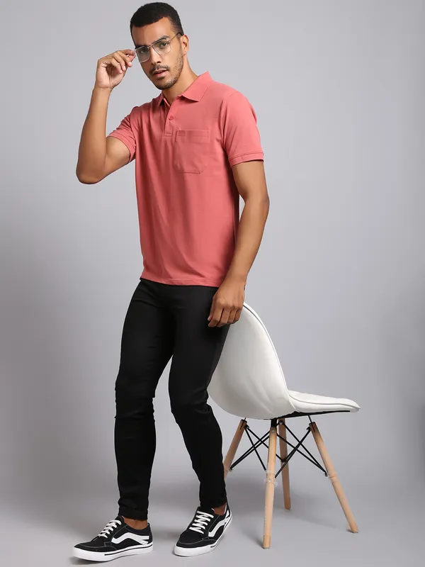 Men_Solid_Cotton_Polo_Neck_Brick_T-Shirt_With_Pocket