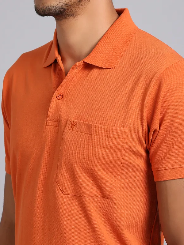Men_Solid_Cotton_Polo_Neck_Orange_T-Shirt_With_Pocket