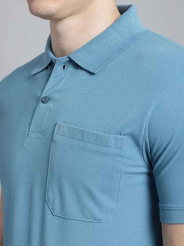 Men_Solid_Polo_Neck_TEAL_T-Shirt_With_Pocket