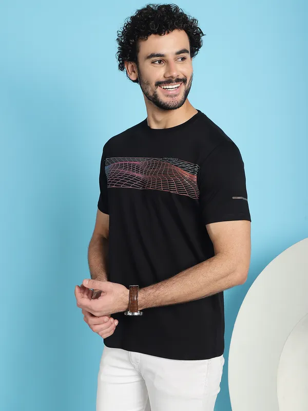 Venitian_Men_Printed_Round_Neck_Black_Cotton_Lycra_T-Shirt