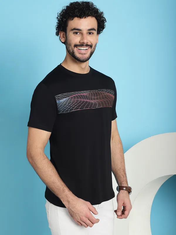 Venitian_Men_Printed_Round_Neck_Black_Cotton_Lycra_T-Shirt
