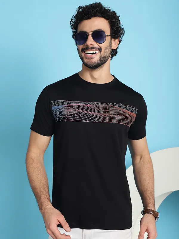 Venitian_Men_Printed_Round_Neck_Black_Cotton_Lycra_T-Shirt