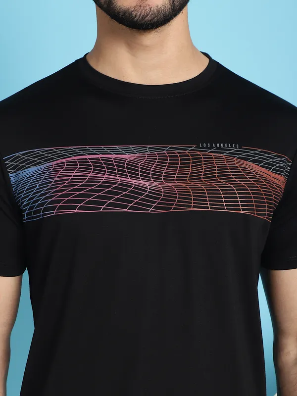 Venitian_Men_Printed_Round_Neck_Black_Cotton_Lycra_T-Shirt