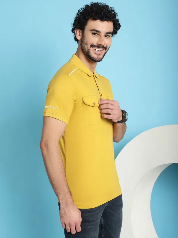 Venitian_Men_Double_Mercerised_3_Pocket_Cargo_Yellow_Polo_Neck_T-Shirt_for_Men