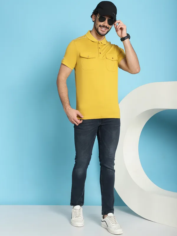 Venitian_Men_Double_Mercerised_3_Pocket_Cargo_Yellow_Polo_Neck_T-Shirt_for_Men