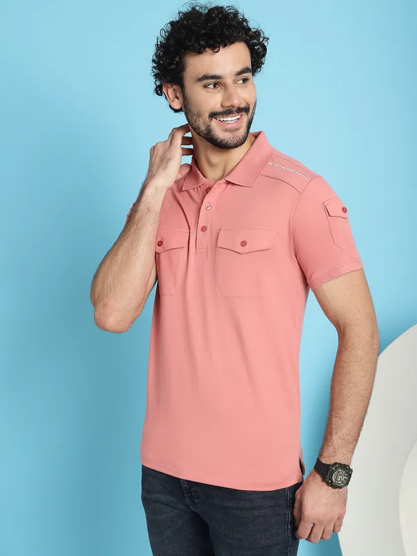 Venitian_Men_Double_Mercerised_3_Pocket_Cargo_Pink_Polo_Neck_T-Shirt_for_Men