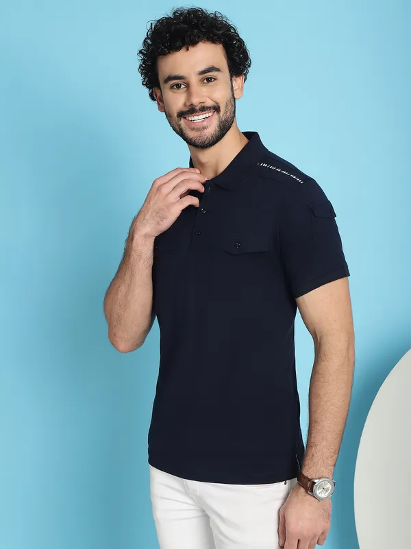 Venitian_Men_Double_Mercerised_3_Pocket_Cargo_Navy_Polo_Neck_T-Shirt_for_Men