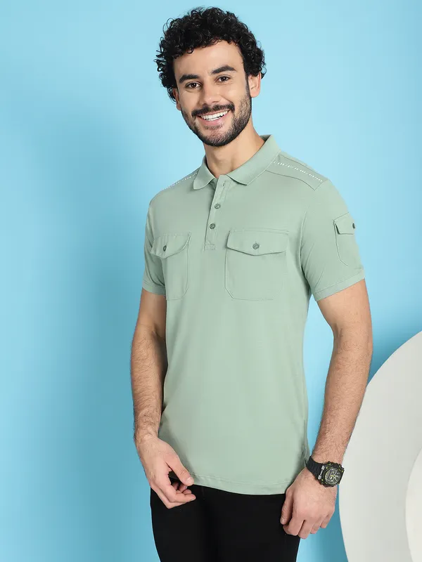 Venitian_Men_Double_Mercerised_3_Pocket_Cargo_Green_Polo_Neck_T-Shirt_for_Men